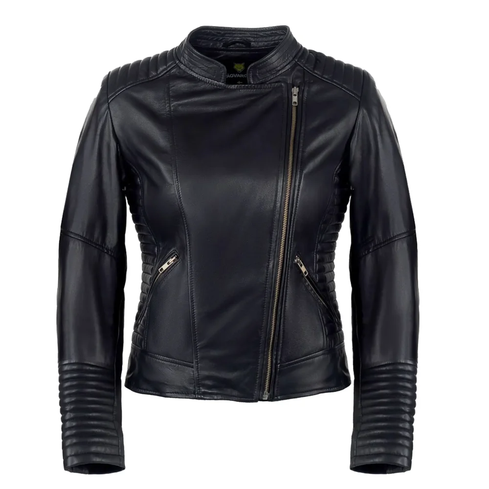 Women's Leather Motorcycle Jacket With Armor