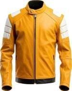 Yellow Leather Motorcycle Jacket 4xl