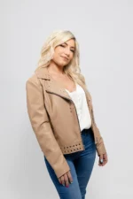 beige leather jacket womens 3