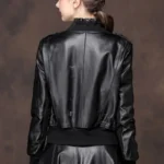 black leather bomber jacket women 2