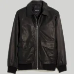 black leather bomber jacket women 3