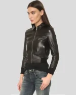 black leather bomber jacket womens 2