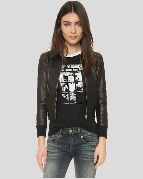 black leather bomber jacket womens