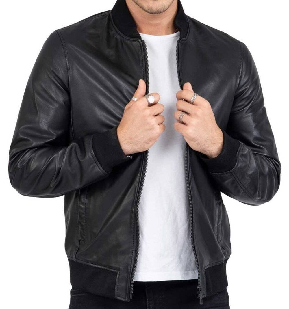 black leather bomber jackets for men