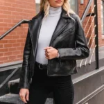 black leather coat womens