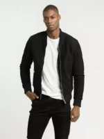 black suede bomber jacket