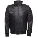 bomber leather jacket with hood 2