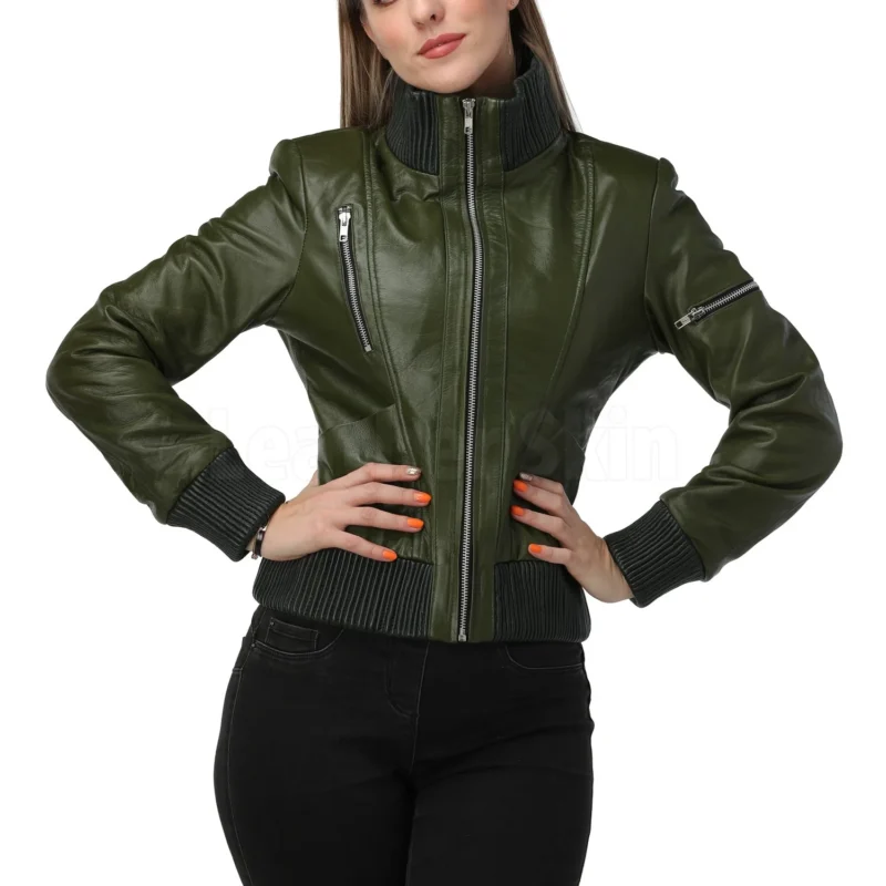 bomber leather jacket womens