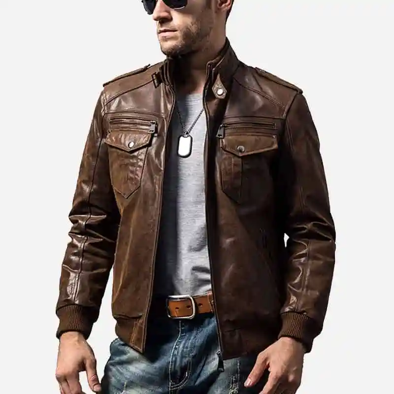 bomber mens leather jacket