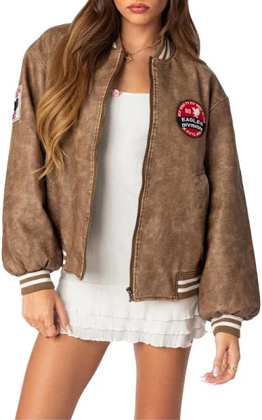 brown bomber leather jacket