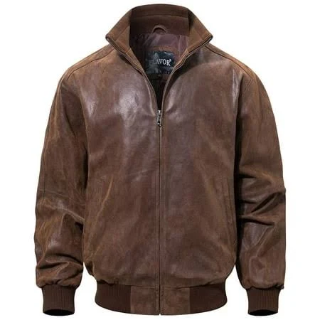 brown leather bomber jacket mens