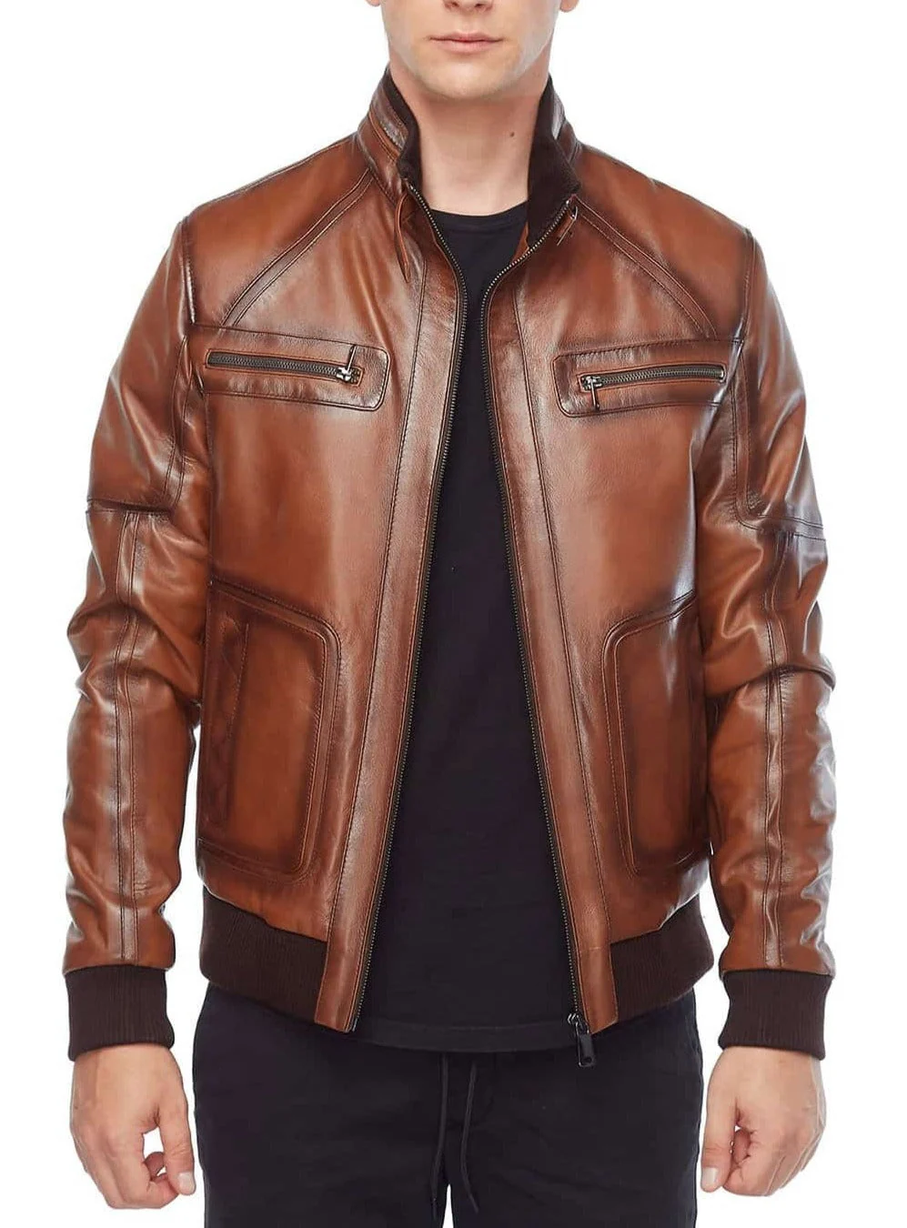 brown leather bomber mens 1