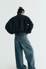 crop bomber jacket black 2