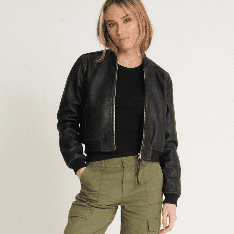 Crop Leather Jacket Women