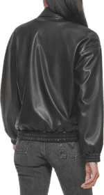Womens Faux Leather Bomber Jacket