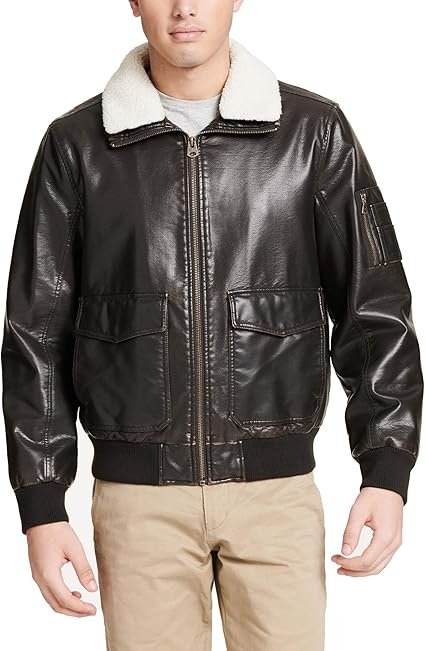 faux leather sherpa bomber jacket