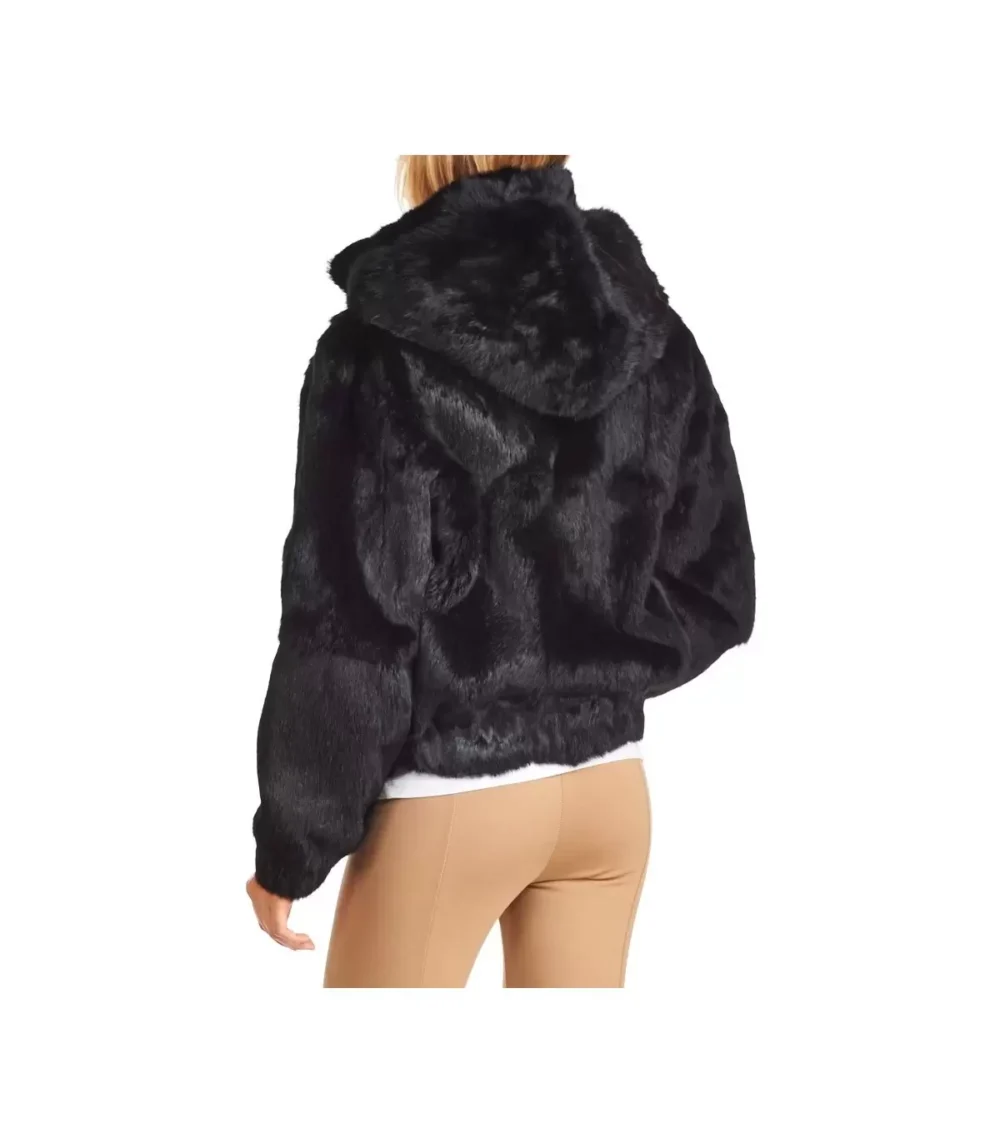 fur bomber jacket black 2