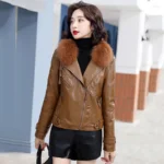 fur leather jacket womens 2