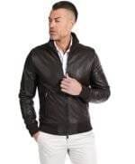 genuine leather bomber jacket