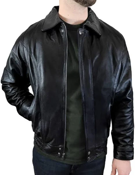 genuine leather bomber jacket men