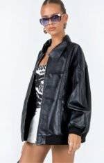 goldsmith faux leather bomber jacket black 2