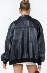 goldsmith faux leather bomber jacket black 3