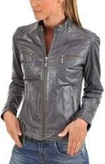 grey leather bomber jacket women's 2