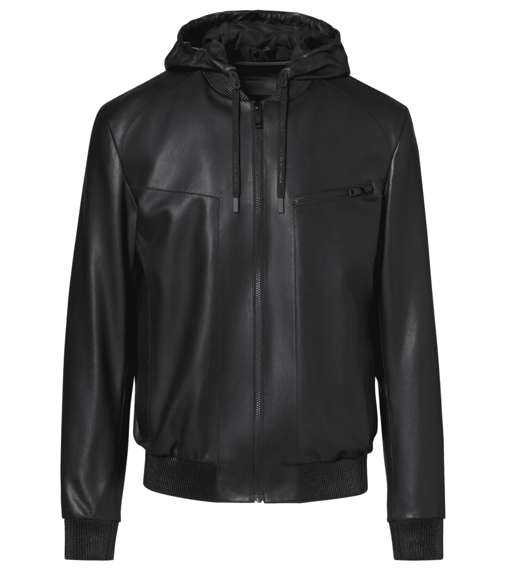 Hooded Leather Bomber Jacket 1