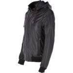 hooded leather bomber jacket mens 2