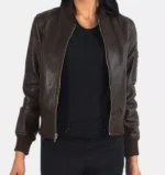 ladies leather bomber jacket 2