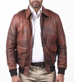 leather aviator bomber jacket