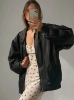 leather bomber jacket oversized