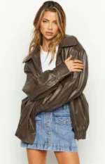 leather brown bomber jacket