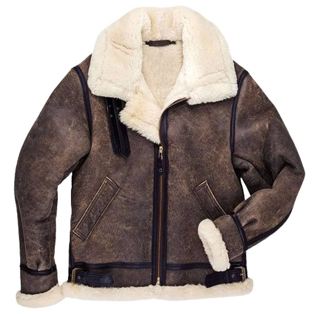 leather shearling bomber jacket