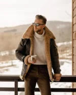 leather sherpa bomber jacket