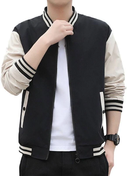 mens black and white bomber jacket