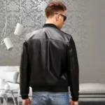 mens black leather bomber jacket 2