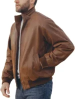 mens faux leather bomber jacket