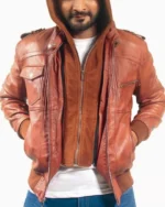 mens leather hooded coats