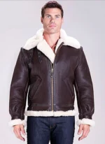 sheepskin leather bomber jacket