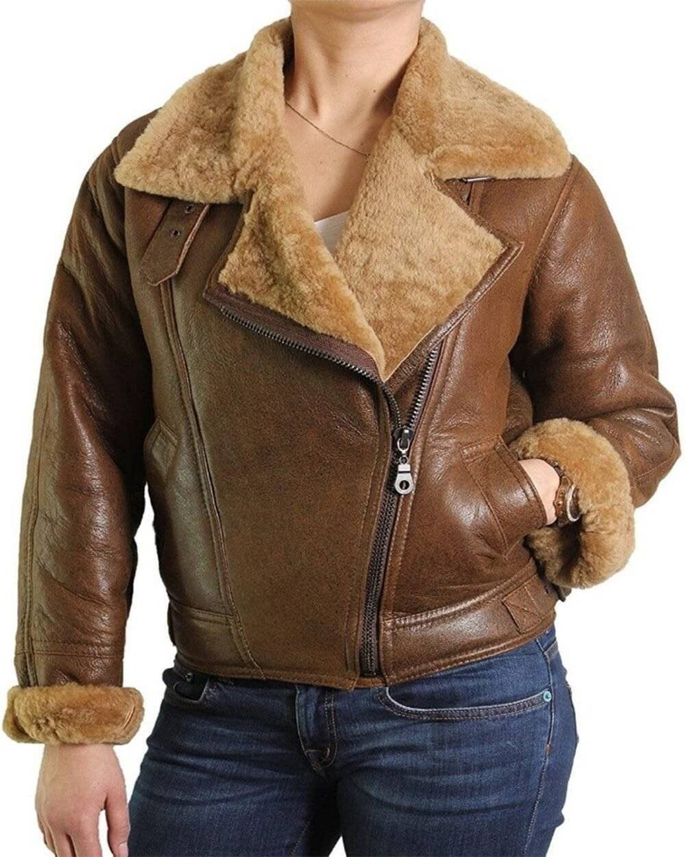 sheepskin leather jacket womens