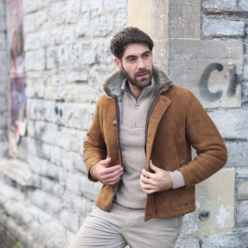 tan sheepskin jacket mens