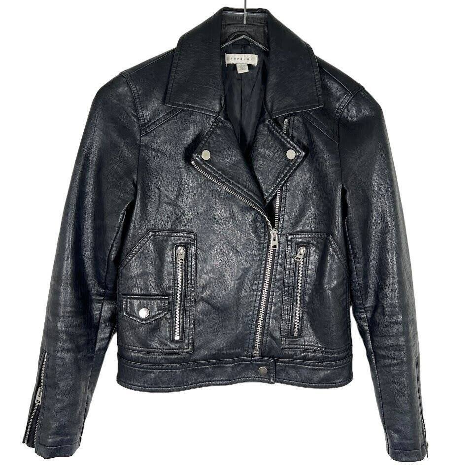 topshop faux leather biker jacket