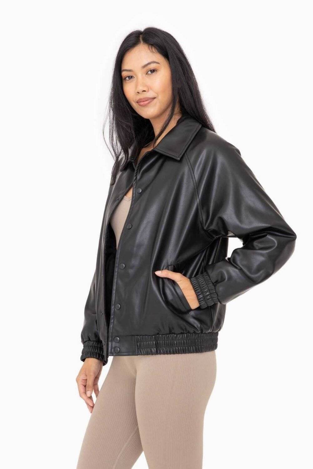 vegan leather bomber jacket 3