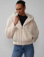 womens bomber jacket fur hood