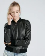 womens leather bomber jacket