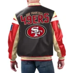 49ers Leather Varsity Jacket - Back View