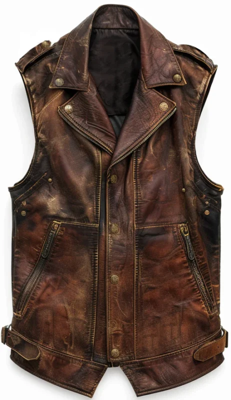 Amell Vintage Brown Leather Vest