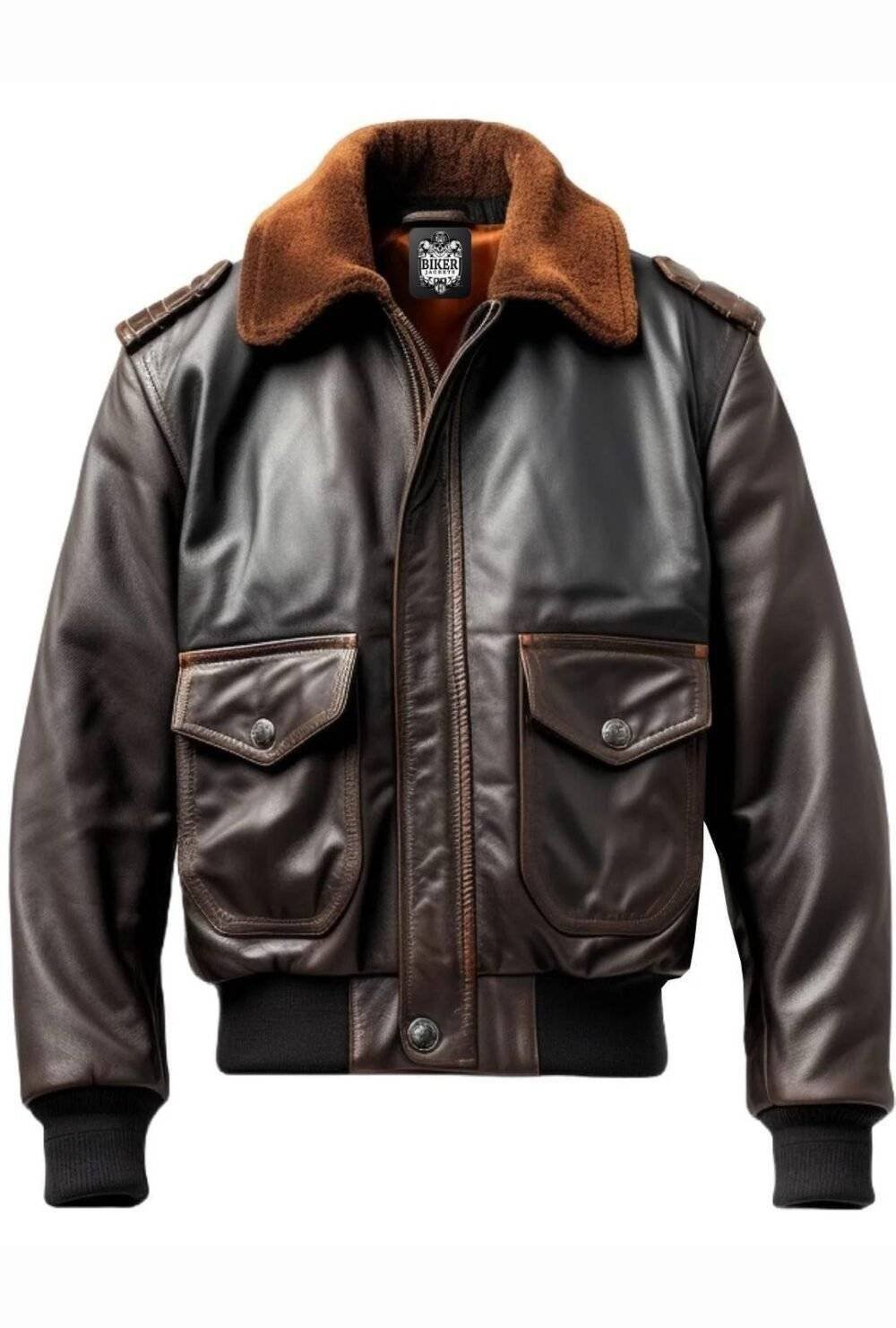 Aviator Men Flight Bomber Leather Jacket