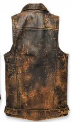 Aziel Distressed Brown Leather Vest